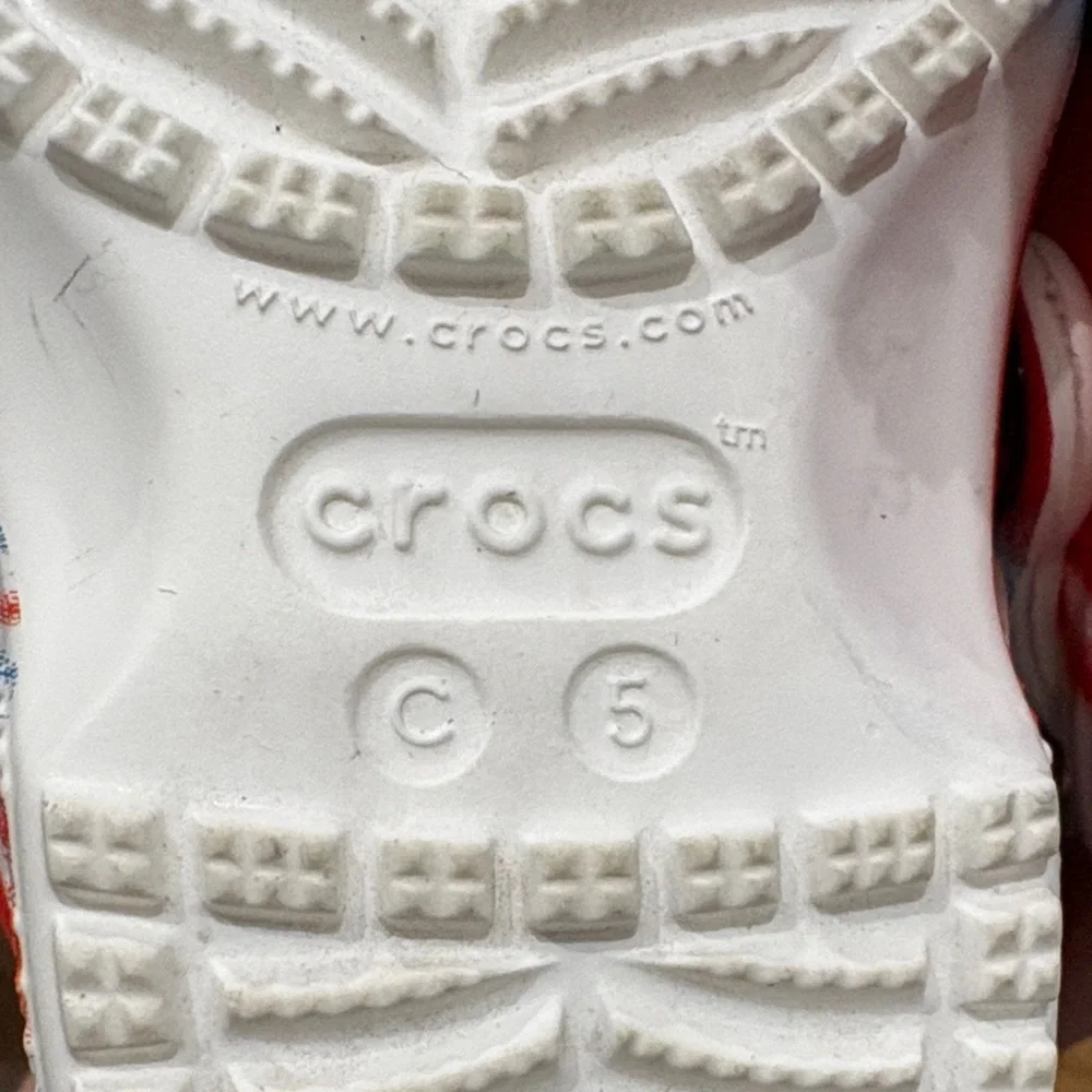 Baby Tie-Dye Crocs - Red, Blue, and White